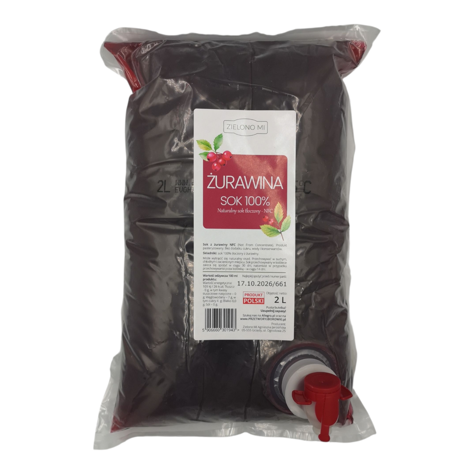 SOK NFC 100 %  z żurawiny 2000ml