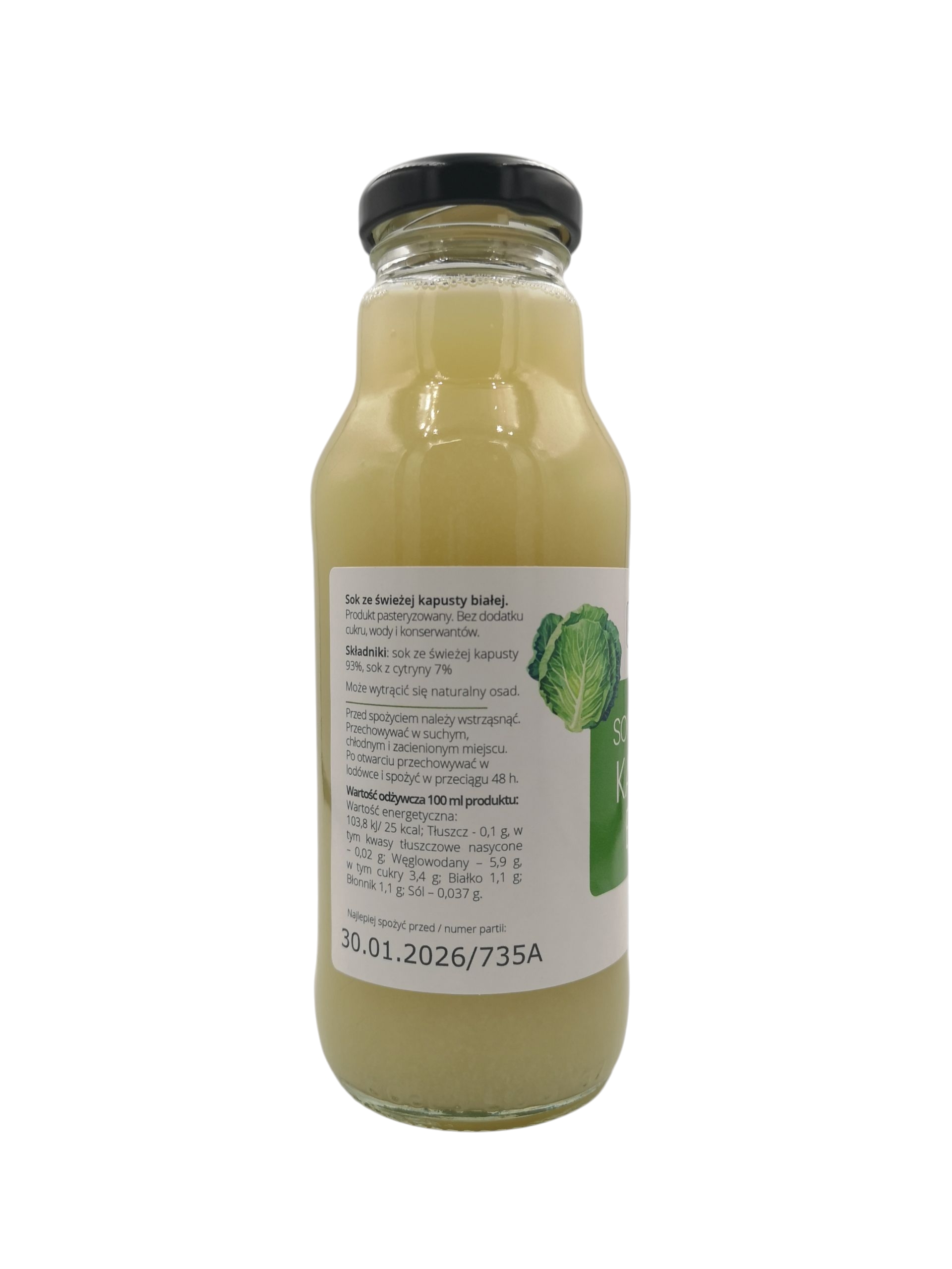 Sok ze świeżej kapusty białej 300 ml - obrazek 2