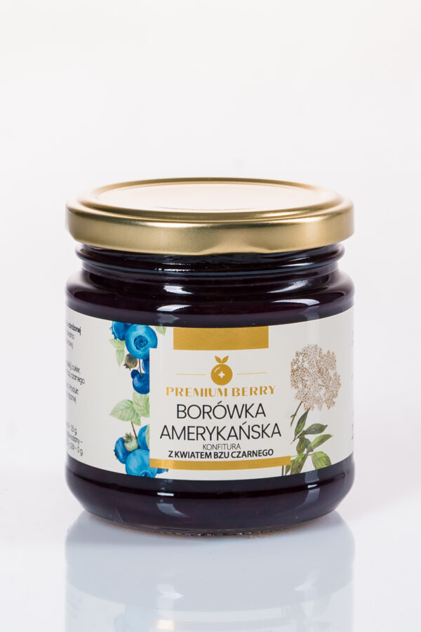 Konfitura z borówki amerykańskiej z kwiatem czarnego bzu Premium 220 g