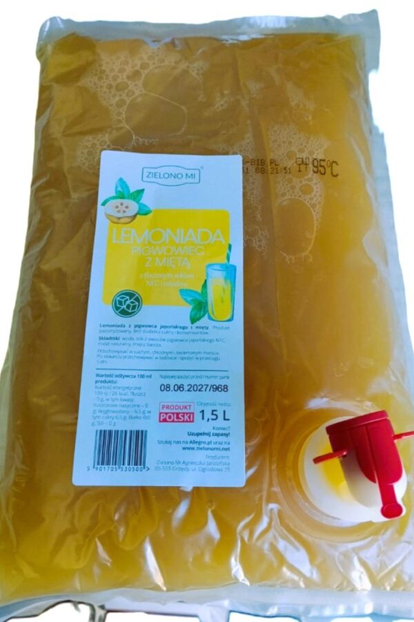 Pigwowcowa Lemoniada 1,5 l worek- pigwowiec z miętą i miodem, orzeźwiający skład i smak